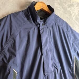 FootJoy DryJoys Mens Short Sleeve Half Zip Windbreaker Jacket Size Medium Blue